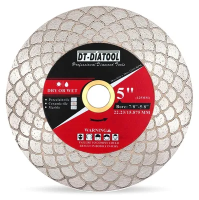 Productafbeelding van Diamantzaagschijf 125 mm, dubbelzijdig, voor porselein, keramiek, marmer, randafwerking, conische messenhouder, 25 mm hoog, 1,8 mm dik, boorgat 22,23 mm