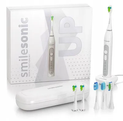 Produktbild von Sonic-Zahnbürste Smilesonic Up White 96K Bewegungen 6 Aufsätze Etui Weiß