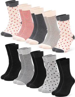 Produktbild von Occulto Damen Muster Socken 10 Paar (Modell: Michaela) 10BlkRed 39-42