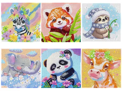 Produktbild von 6 Stück Diamond Painting Kids Set - 5D Diamantmalen für Anfänger