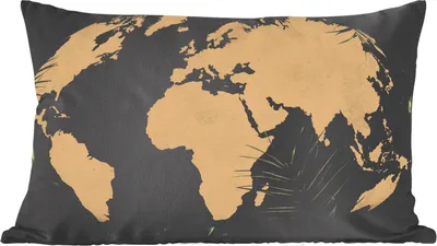 Produktbild von MuchoWow® Zierkissen Sofakissen Wohnzimmer Dekokissen 50x30 cm Weltkarte - Globus - Pflanzen - Wohnzimmerdekoration - Polster mit Photo