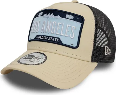 Image de Casquette Trucker New Era A-Frame en maille - LOS ANGELES PLATE beige