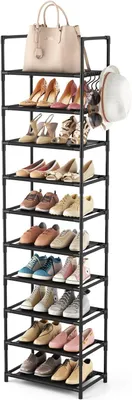 Produktbild von Schuhregal 10 Ebenen, für 20-25 Paar Schuhe, offener Schuhschrank, schmaler Schuhorganizer für Flur