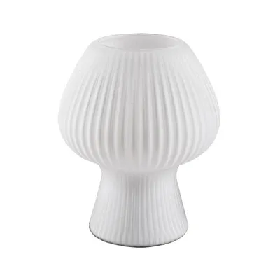Obrázek produktu pro Rabalux Bílá stolní lampa Vinelle se žebrovaným skleněným stínítkem pro žárovku E14 74023