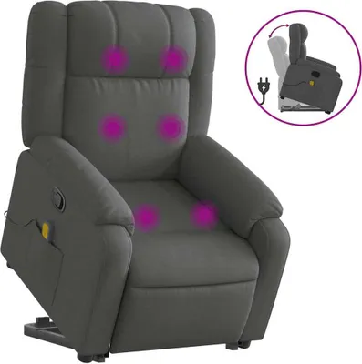Produktbild von vidaXL Massagesessel mit Aufstehhilfe Dunkelgrau Stoff
