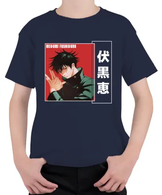 Immagine prodotto di Megumi Fushiguro Jujutsu Kaisen Anime Manga Fan Poster Regalo Maglietta Unisex per Bambini, Navy, 104