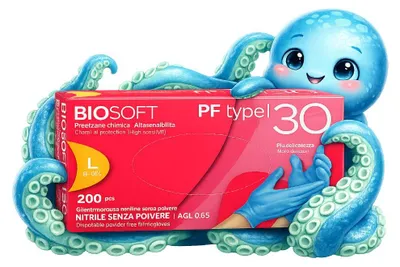 Produktbild von Einweghandschuhe Biosoft Biosoft Pf Nitril blau Größe L 200 Stück für Hygiene