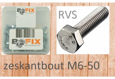 Image de Bofix Boulon hexagonal acier inoxydable M6x50 par 25 pièces 218650