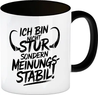 Produktbild von Ich bin nicht stur sondern meinungsstabil Kaffeebecher in schwarz