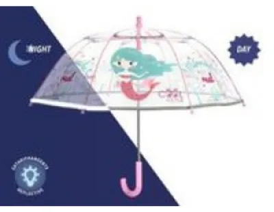 Produktbild von Glow in the Dark Kinderschirm Cool Kids MERMAID transparent, 42/8, manuell