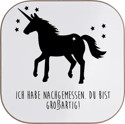 Produktbild von Mr. & Mrs. Panda Untersetzer für Gläser Ich habe nachgemessen. Du... - Weiß - Geschenk, Einhorn, Pony, Sterne, Sternchen, Glas, Tassenuntersetzer, Tischschoner, Coaster