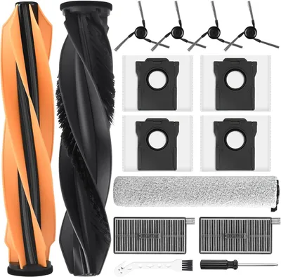 Produktbild von 15 Stück Zubehör für Dreame Aqua10 Ultra Roller Complete Saugroboter, Ersatzteile Set:2 Hauptbürsten, 4 Staubbeutel, 1 Rollenwischmopp, 2 Filter, 4 Seitenbürsten, 1 Reinigungsbürste, 1 Schraubendreher
