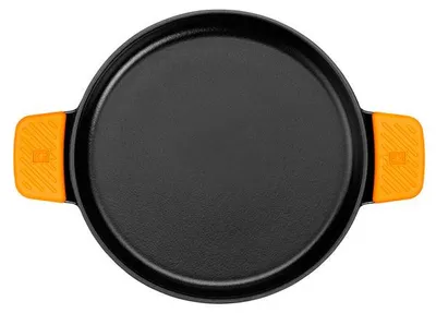 Produktbild von BRA Efficient Iron | Glatter runder Grill 32 cm, aus emailliertem Gusseisen. Geeignet für den Einsatz in Backöfen und allen Herdarten, einschließlich Induktion. Spülmaschinenfest.