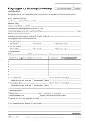Produktbild von RNK Fragebogen zur Wohnungsbewerbung, 2 Seiten, DIN A4
