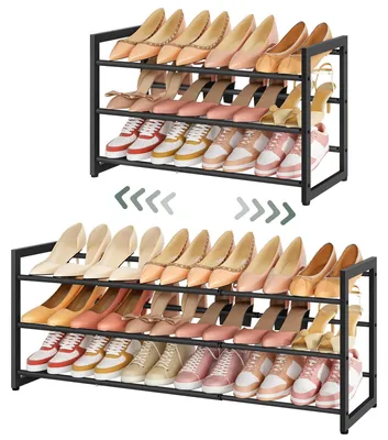 Produktbild von Schuhregal 3-lagig verstellbar, Metall, freistehend, für Flur und Schlafzimmer