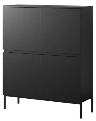 Dressoir 100 cm schwarz 4 Türen Stahlbeine