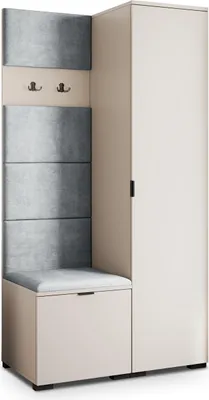 Produktbild von Masseno Garderobe-Set LORI 95/181/51 cm Modern Garderobenschrank Kaschmir, Veloursstoff MONOLITH 84 (Hellgrau)