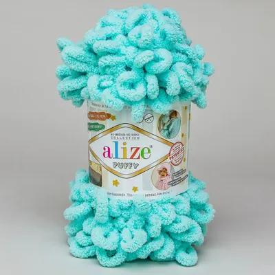 Obrázok produktu pre Alize Puffy PREMIUM Wool vlna na pletenie prstov, slučková priadza, ženilková priadza, 100gr, 19 - svetlozelená