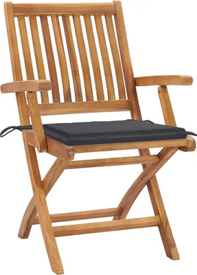 Produktbild von vidaXL Klappstühle mit Kissen, 4-teilig, Massivholz Teakholz