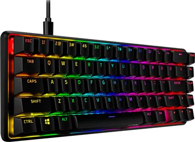 Produktbild von Alloy Origins 65 – Mechanische Gaming-Tastatur – HX Red (US-Layout), 65%, Kabelgebunden, USB, Mechanischer Switch, Schwarz