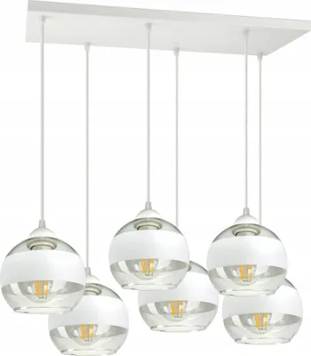 Produktbild von LUXOLAR Led Pendelleuchte 6 flammig - Deckenleuchte Weiß E27 60W - Hängelampe für Wohnzimmer, Küchen - Weiß Glas Kugeln
