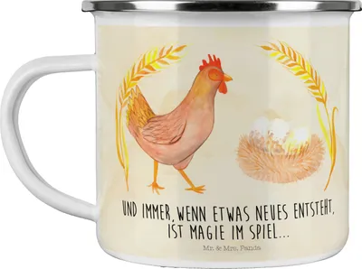 Produktbild von Mr. & Mrs. Panda Teetasse Huhn Stolz - Vintage - Geschenk, becher emaille, Pott, Hof, Landwirtin, Motivtasse, Tasse, Magie, Bauernhof, Geburt, Haferl, Spruch
