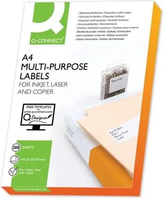 Immagine prodotto di Etichetta adesiva q-connect kf10642 Formato 70x30 mm copiatrice inkjet laser Box con 100 fogli din a4