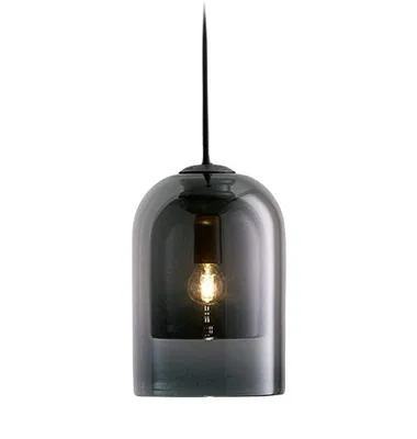 Zdjęcie produktu dla Bell - lampa wisząca czarna szkło szare