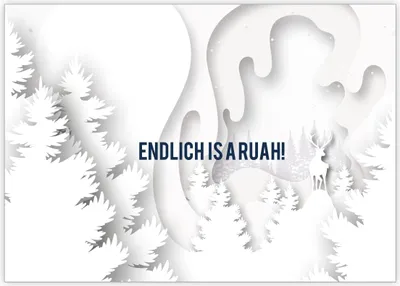 Produktbild von 4x Moderne bayrische Weihnachtskarte mit Hirsch: Endlich is a Ruah!