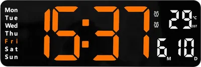 Produktbild von Digitale Uhr mit großem Display, die Uhrzeit, Datum und Wochentagsanzeige sowie Temperatur anzeigt