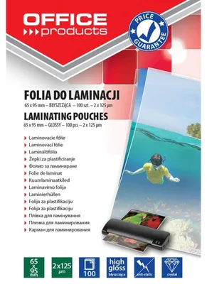 Produktbild von Laminierfolie Schutzfolie - 65 x 95 mm - 2 x 125 mic - Glänzend transparent - 100 Stück