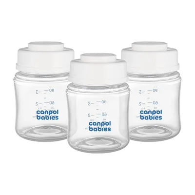 Obrázek produktu pro Sada lahví na skladování potravy Canpol, objem 120 ml, 3 kusy. Ideální pro uchování jídla vašeho miminka.