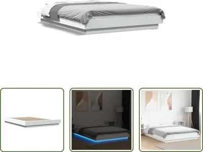 Produktbild von The Living Store Bettgestell mit LED Weiß 120x200 cm Holzwerkstoff