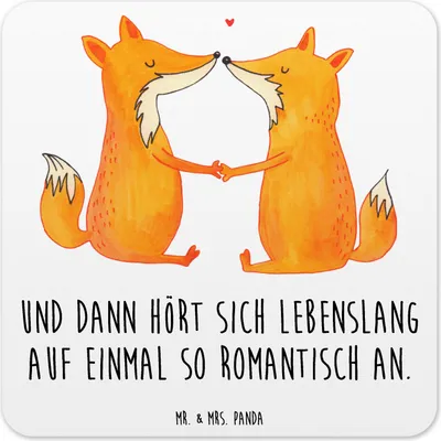 Produktbild von Mr. & Mrs. Panda Tischuntersetzer Füchse Liebe 10er Set - Weiß - Geschenk, Partner, Fuchs, Untersetzer für Gläser, Tassenuntersetzer, Coaster, Tassen, Glas-Untersetzer