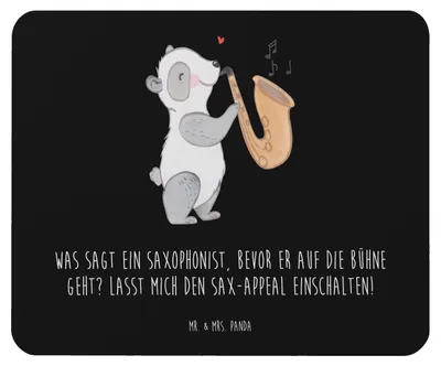 Produktbild von Mr. & Mrs. Panda Mouse Pad Magischer Saxophon-Charme - Schwarz - Geschenk, Mauspad, Musizieren, Melodien, Blues, Humor, Lernen, mousematte, computer mousepad, Musiker