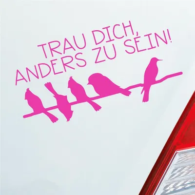Produktbild von Auto Aufkleber Trau dich, anders zu sein! Vögel Bird Tier 19,5x10 cm Pink Sticker Heckscheibenaufkleber