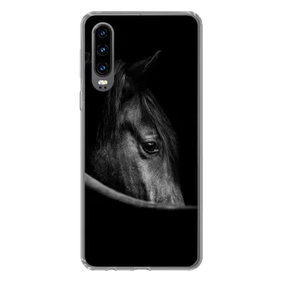 Produktbild von MuchoWow® Handyhülle Schutzhülle Hülle für Huawei P30 Pferde - Porträt - Schwarz - Tiere Silikon Softcase Handy Hülle - Kartenbesitzer