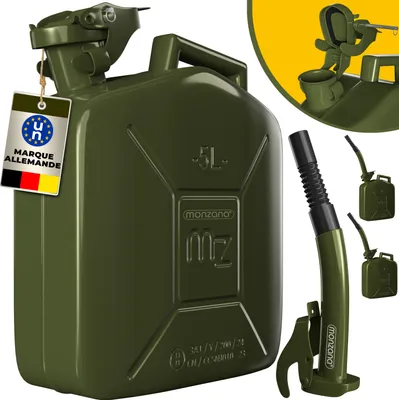 Image de MONZANA® 3x Jerrican essence 5L métal homologation ONU bec verseur transport liquides diesel essence voiture huile moto bidon eau récipient carburant
