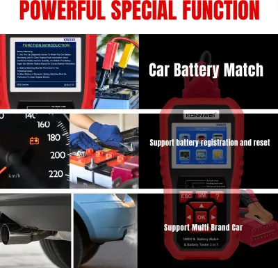 Zdjęcie produktu dla KONNWEI KW880 uniwersalny tester akumulatorów i samochodowy skaner diagnostyczny OBDII do testów motocykli 6V-12V