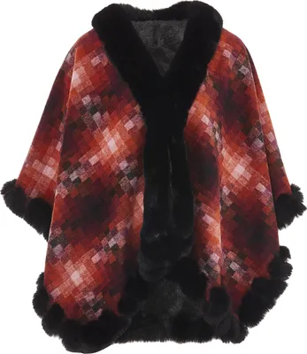 Produktbild von FRAULLY damen strickponcho - orange mehrfarbig, M