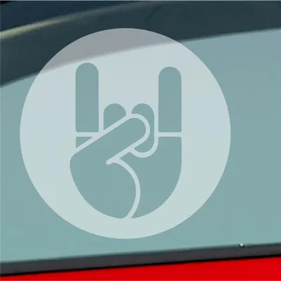 Produktbild von Auto Aufkleber Heavy Metal Gruß Pommesgabel Festival 10x10 cm Milchglas Sticker Heckscheibenaufkleber