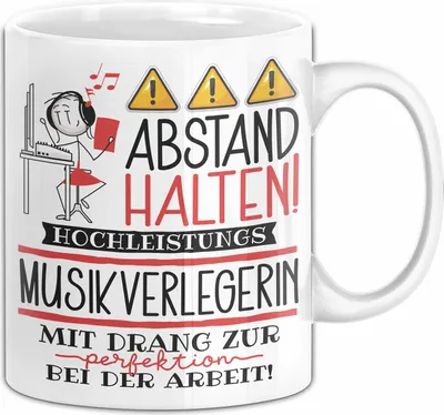 Produktbild von Musikverlegerin Tasse Geschenk Lustig Abstand Halten Hochleistungs-Musikverlegerin Mit Drang Zur Perfektion Bei Der Arbeit (Weiß)