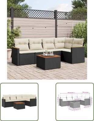 Produktbild von The Living Store 6-tlg. Garten-Sofagarnitur mit Kissen Schwarz Poly Rattan