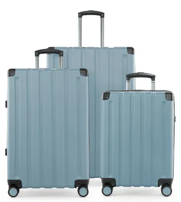 Immagine prodotto di HAUPTSTADTKOFFER Q-Damm - set di valigie 3 pezzi, set di valigie (S+M+L) a guscio duro e robusto, estensione a 4 ruote, trolley da cabina + bagaglio da stiva, TSA, blu piscina