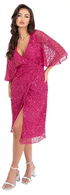 Produktbild von Maya Deluxe Damen Womens Midi Dress Ladies Sequin Embellished Cape Sleeve Wrap D