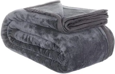 Produktbild von Unyqoos® Extra große Mikrofaserdecke 220 x 240 cm – weich, anthrazit, 100% Polyester, vielseitig als Sofa-, Bett- und Picknickdecke