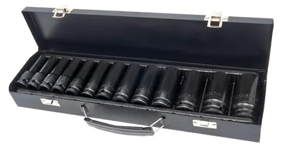 Produktbild von HBM langer Schlagschrauber-Steckschlüsselsatz, metrisch 1/2 Zoll, 13-teilig