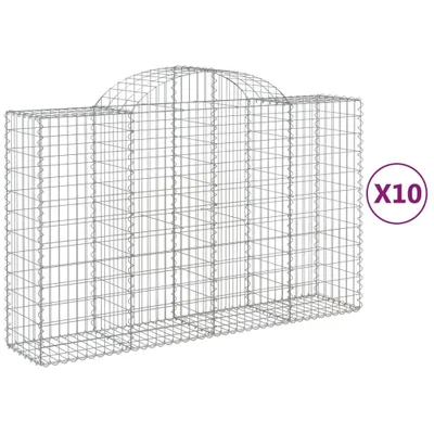 Productafbeelding van vidaXL Gabionen met boogvorm, 10 stuks, 200x50x120/140 cm, verzinkt staal