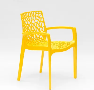 Produktbild von Grand Soleil Gruvyer Arm Polypropylen Stühle mit Armlehnen Garten Bar - Gelb