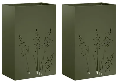 Zdjęcie produktu dla vidaXL Donice ogrodowe, 2 sztuki, oliwkowa zieleń, 50 x 30 x 75 cm